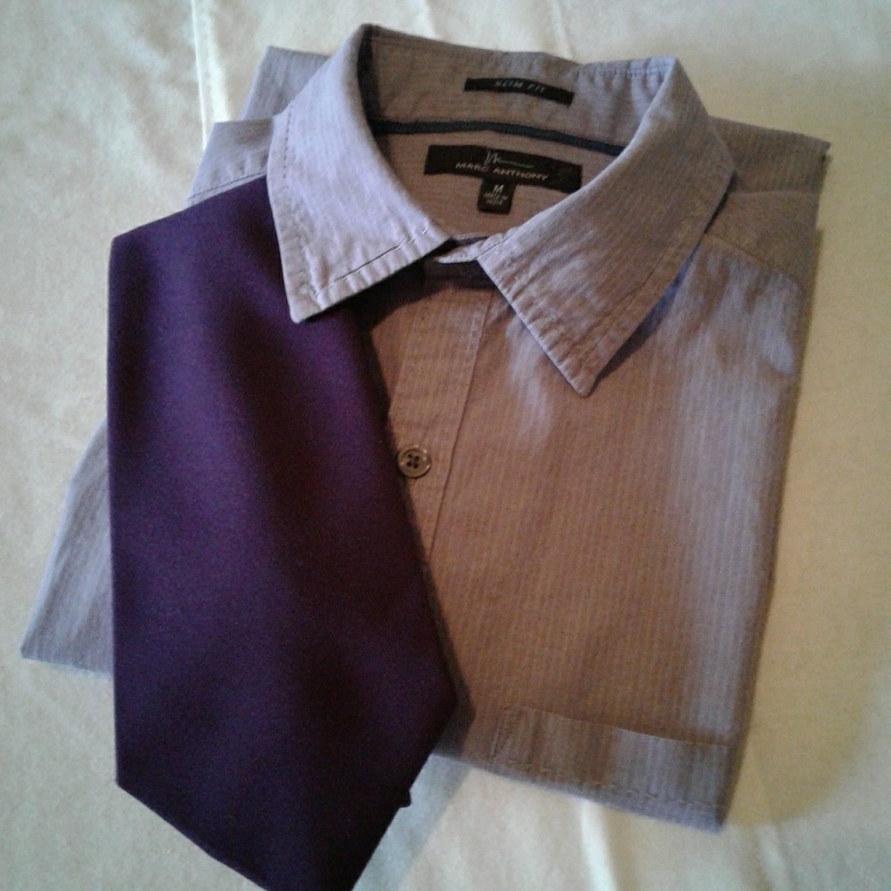 🌺 Mens Marc Anthony Slim Fit Shirt & Rogue's Den Tie